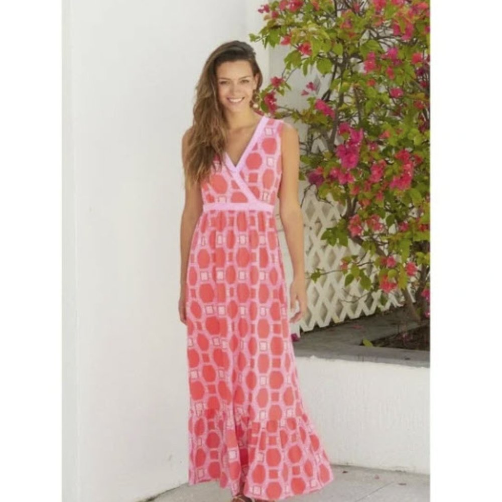 Cabana Life Spring Regatta Ruffle Maxi Dress XL
